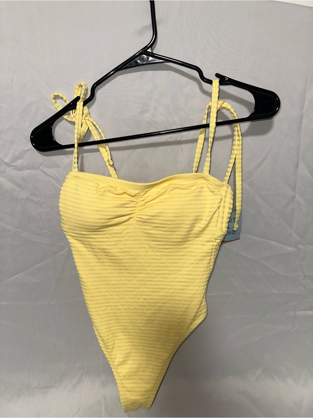 Shade & Shore Yellow Ribbed Sweetheart One-Piece Swimsuit